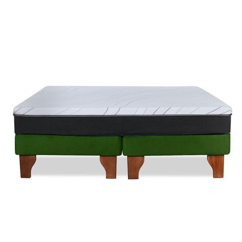 Cama Europea Zen Roller Colchon Comprimido 2 Plazas Tela Verde-3
