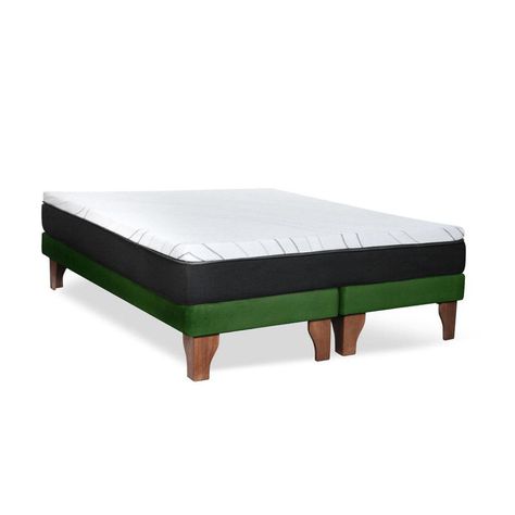 Cama Europea Zen Roller Colchon Comprimido 2 Plazas Tela Verde-5