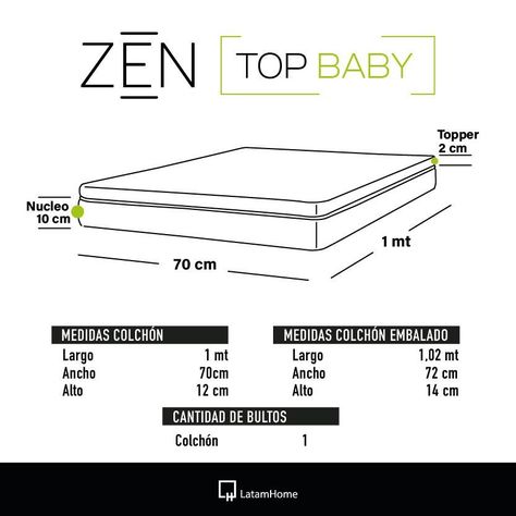 Colchon Cuna Zen Top Baby Hybrid 70X100 Cm-3