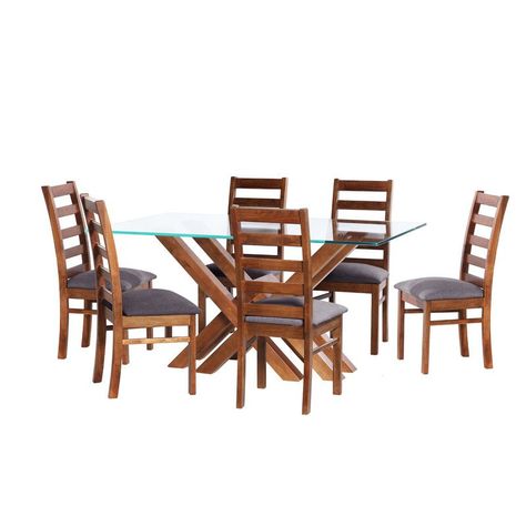 Juego De Comedor Merida 6 Sillas Burgos Lino Gris Oscuro-0