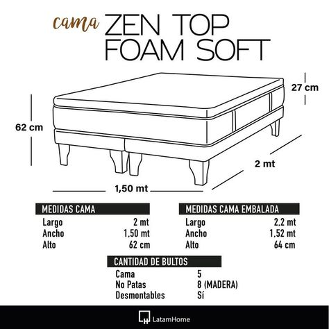CAMA ZEN TOP FOAM SOFT TELA PALO ROSA 2PZA-3