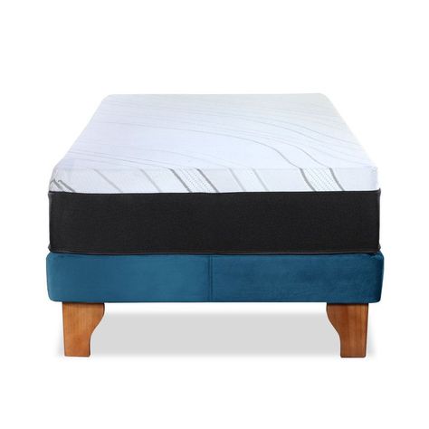 CAMA ZEN TOP SPRING  VISCO TELA AZUL PETROLEO 1 1/2PZA-1