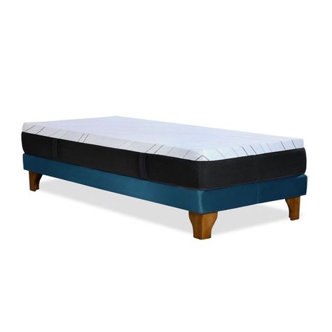 CAMA ZEN TOP SPRING  VISCO TELA AZUL PETROLEO 1 1/2PZA-2