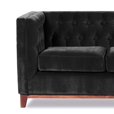Sofá Roma 3 Cuerpos Capitoné Tela Velvet Negro-1