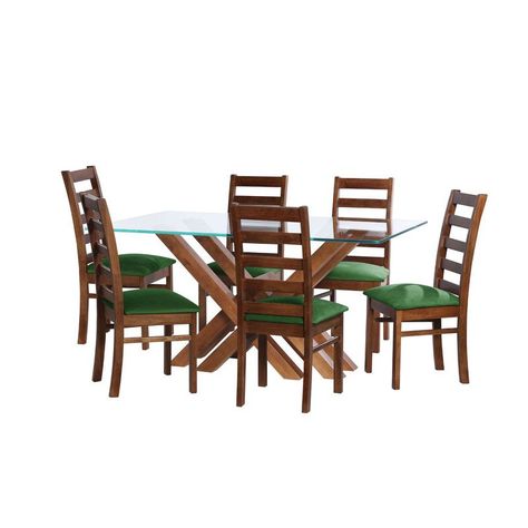 Juego De Comedor Merida 6 Sillas Burgos Tela Velvet Verde-0