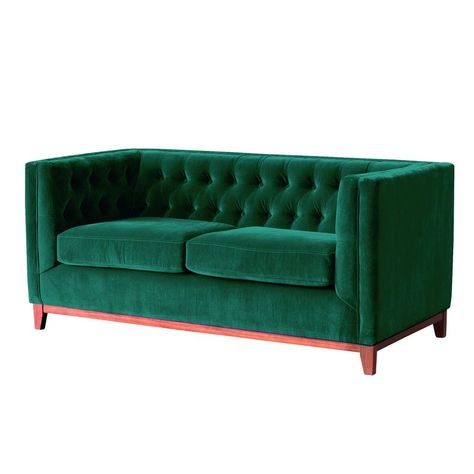 Sofá Roma 2 Cuerpos Capitoné Tela Velvet Verde-1