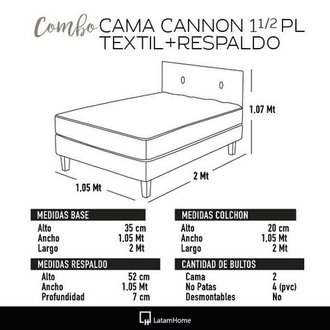 Combo Cama Cannon 1,5 Plaza Textil + Respaldo Tela Gris-3