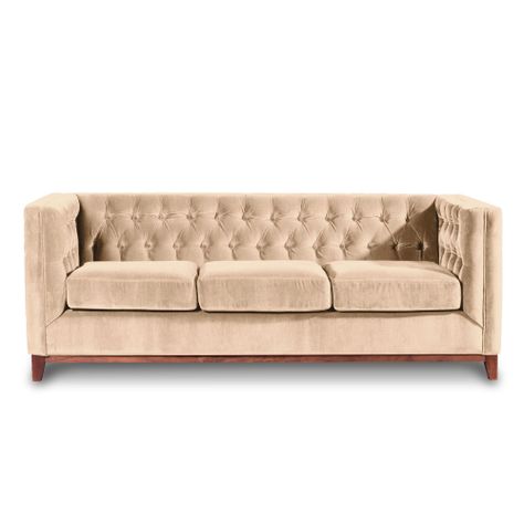 Sofá Roma 3 Cuerpos Capitoné Tela Velvet Beige-0