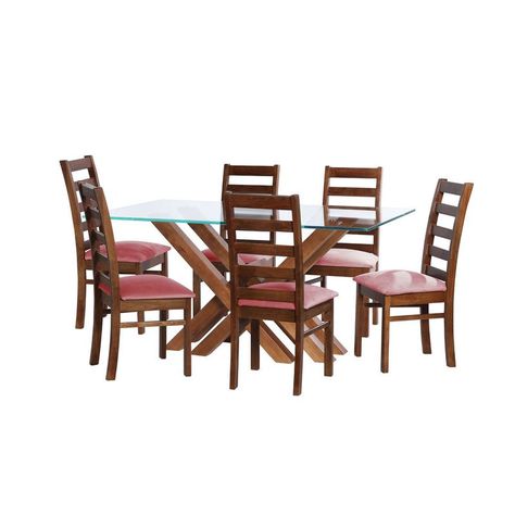 Juego De Comedor Merida 6 Sillas Burgos Tela Velvet Palo Rosa-0