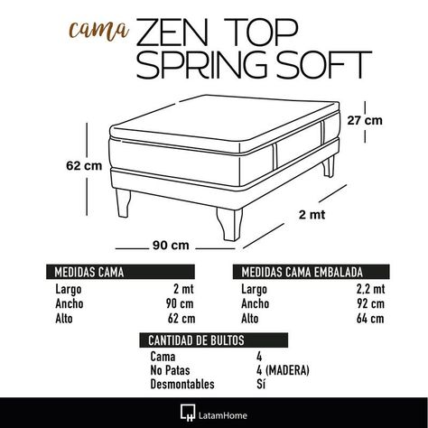CAMA ZEN TOP SPRING  SOFT TELA CHOCOLATE 1PZA-3