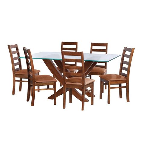 Juego De Comedor Alicante 6 Sillas Burgos Cuero Kentucky Cafe Claro-0
