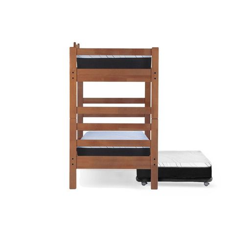 Camarote Triple Zen Negro + Colchones Top Foam Visco 1 Pza Desmontable Madera-2