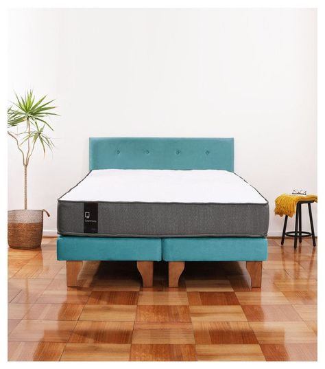 Cama Europea Zen Best Tela Velvet Turquesa 2 Plazas + Respaldo-0