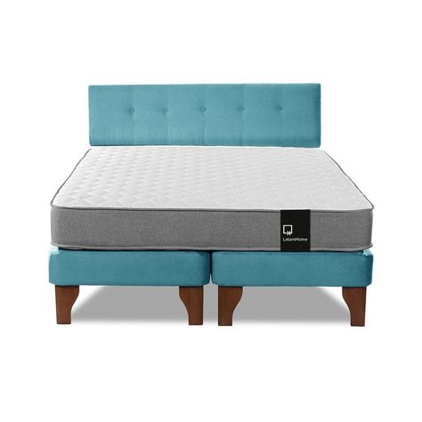 Cama Europea Zen Best Tela Velvet Turquesa 2 Plazas + Respaldo-4