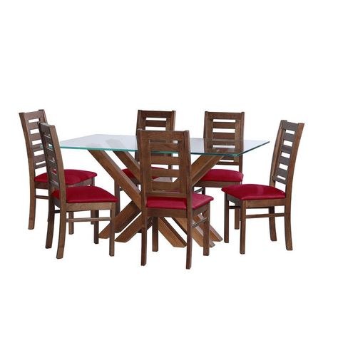 Juego De Comedor Merida 6 Sillas Murcia Cuero Kentucky Rojo-0