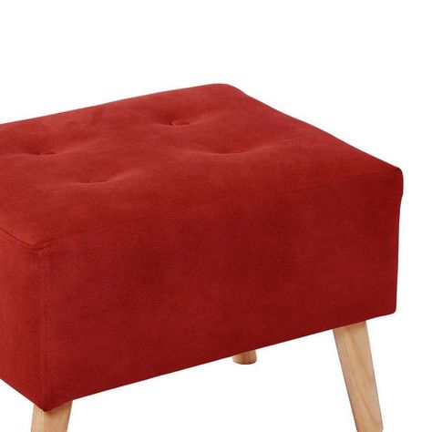 Pouf Niza  Cuero Kentucky Rojo-1