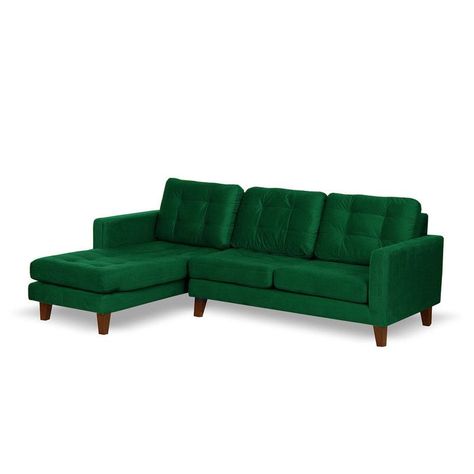 Sofa Chaiselong Izq Napoles Tela  Velvet  Verde-1
