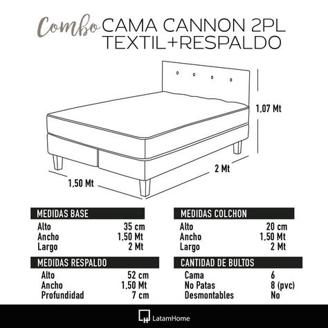 Combo Cama Cannon 2 Plazas Textil + Respaldo Tela Gris-3