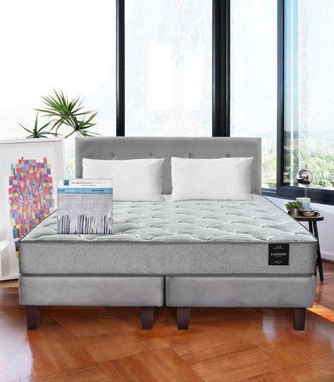 Combo Cama Cannon 2 Plazas Textil + Respaldo Tela Gris-0
