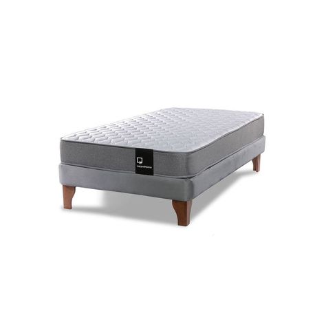 Cama Europea Zen Best 1.5 Plaza Tela Velvet Gris-1