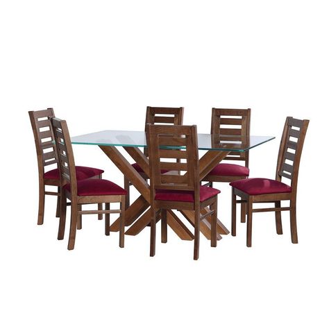 Juego De Comedor Merida 6 Sillas Murcia Tela Velvet Burdeo-0