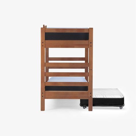 Camarote Triple Zen Negro + Colchones Espuma 1 Pza Desmontable Madera-2