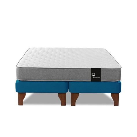 Cama Europea Zen Best Tela Velvet Azul 2 Plazas-3