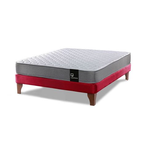 Cama Europea Zen Best Full 135x190 cm Tela Velvet Rojo-0