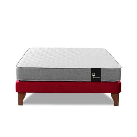 Cama Europea Zen Best Full 135x190 cm Tela Velvet Rojo-1