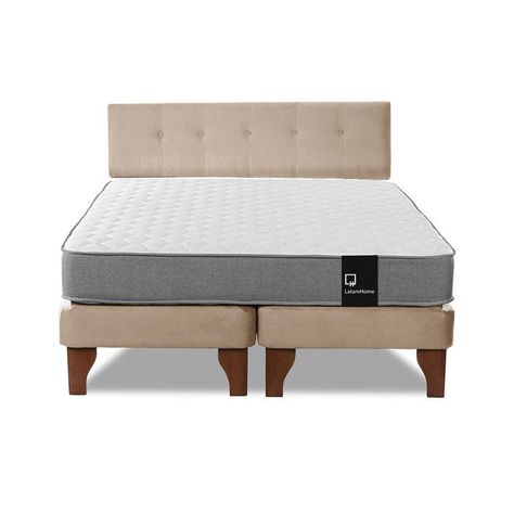 Cama Europea Zen Best Tela Velvet Beige 2 Plazas + Respaldo-4