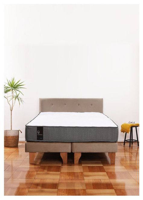 Cama Europea Zen Best Tela Velvet Beige 2 Plazas + Respaldo-0