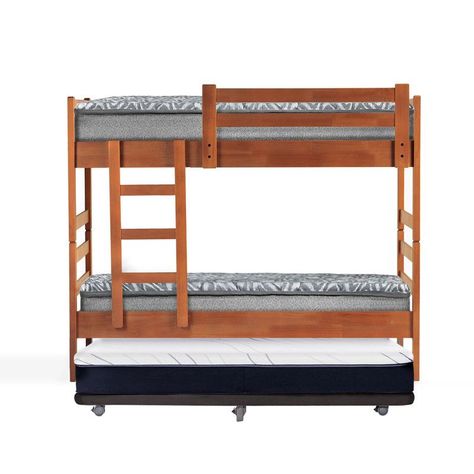 Camarote Triple Zen Negro + Colchones Urban 1 Pza Desmontable Madera-1