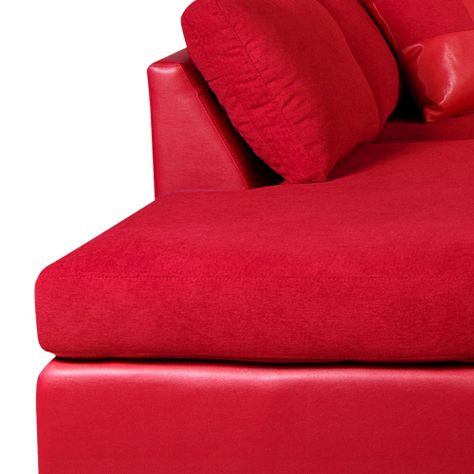 SECCIONAL PADUA IZQ PU ROJO/TELA VELVET BURDEO-3