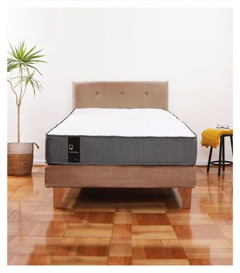 Cama Europea Zen Best 1.5 Plaza Tela Velvet Beige + Respaldo-0