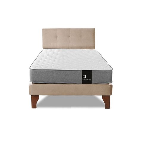 Cama Europea Zen Best 1.5 Plaza Tela Velvet Beige + Respaldo-3