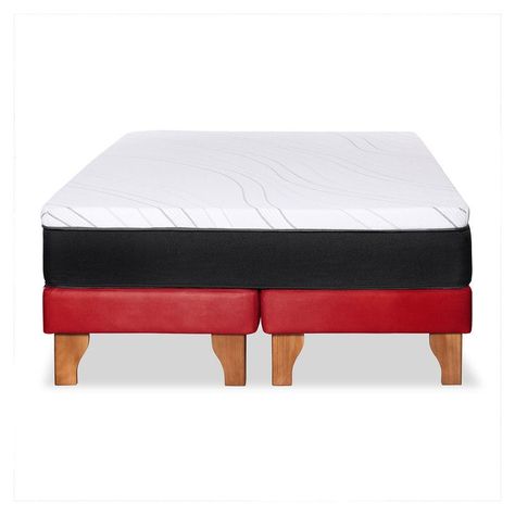 Cama Zen Top Foam Hybrid Cuero Kentucky Rojo 2Pza-5