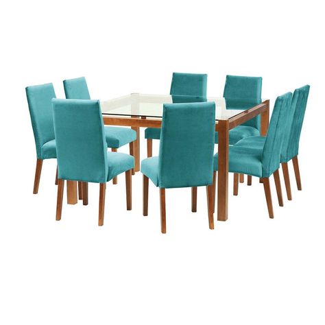 Juego De Comedor Barcelona 1400X1400 S/Cadiz Tela Turquesa-0