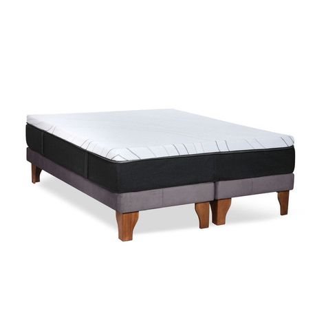 CAMA ZEN TOP FOAM HYBRID TELA GRIS 2PZA-2