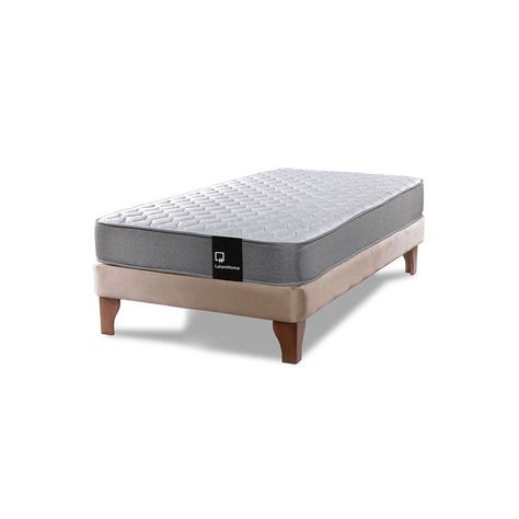Cama Europea Zen Best 1.5 Plaza Tela Velvet Beige-1