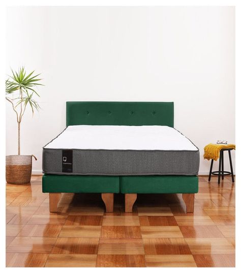 Cama Europea Zen Best Tela Velvet Verde 2 Plazas + Respaldo-0