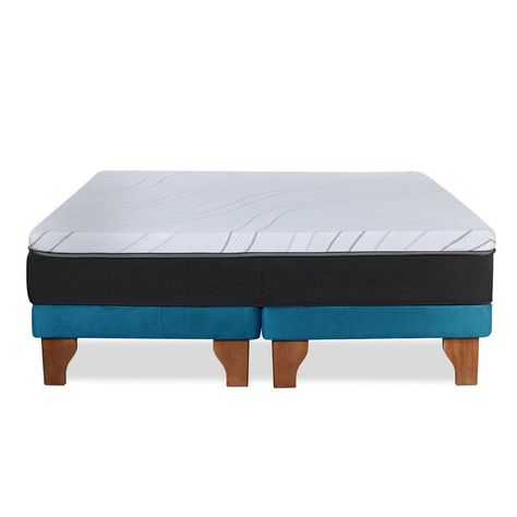CAMA ZEN TOP SPRING  VISCO TELA AZUL PETROLEO KING-1