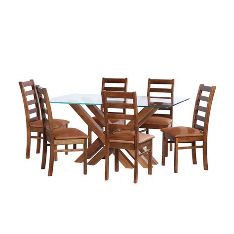 Juego De Comedor Merida 6 Sillas Burgos Cuero Kentucky Cafe Claro-0