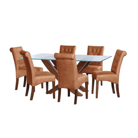 Juego De Comedor Alicante 6 Sillas Oviedo Cuero Kentucky Cafe Claro-0