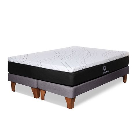 Cama Zen Top Spring  Hybrid Lino Gris Oscuro 2Pza-1
