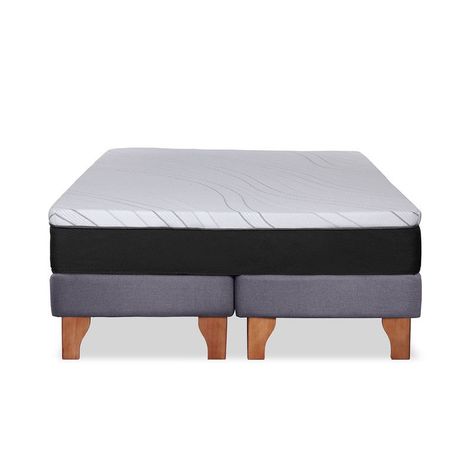 Cama Zen Top Spring  Hybrid Lino Gris Oscuro 2Pza-5
