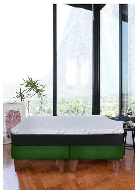 Cama Europea 2 Plazas Zen Pro 150x200 Cm Tela Verde-0