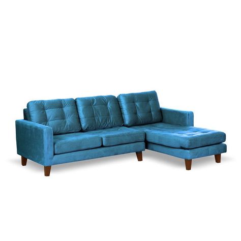 Sofa Chaiselong Der Napoles Tela Velvet  Azul Petroleo-1