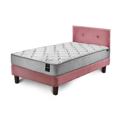 Combo Cama Cannon 1,5 Plaza Textil + Respaldo Tela Palo Rosa-1