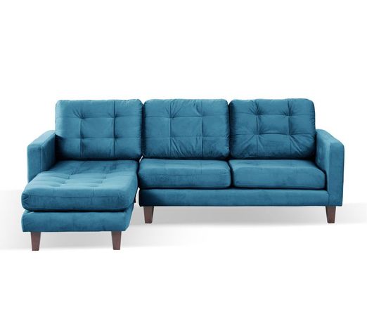 Sofa Chaiselong Izq Napoles Tela  Velvet  Azul Petroleo-0