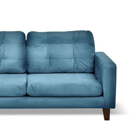 Sofa Chaiselong Izq Napoles Tela  Velvet  Azul Petroleo-2